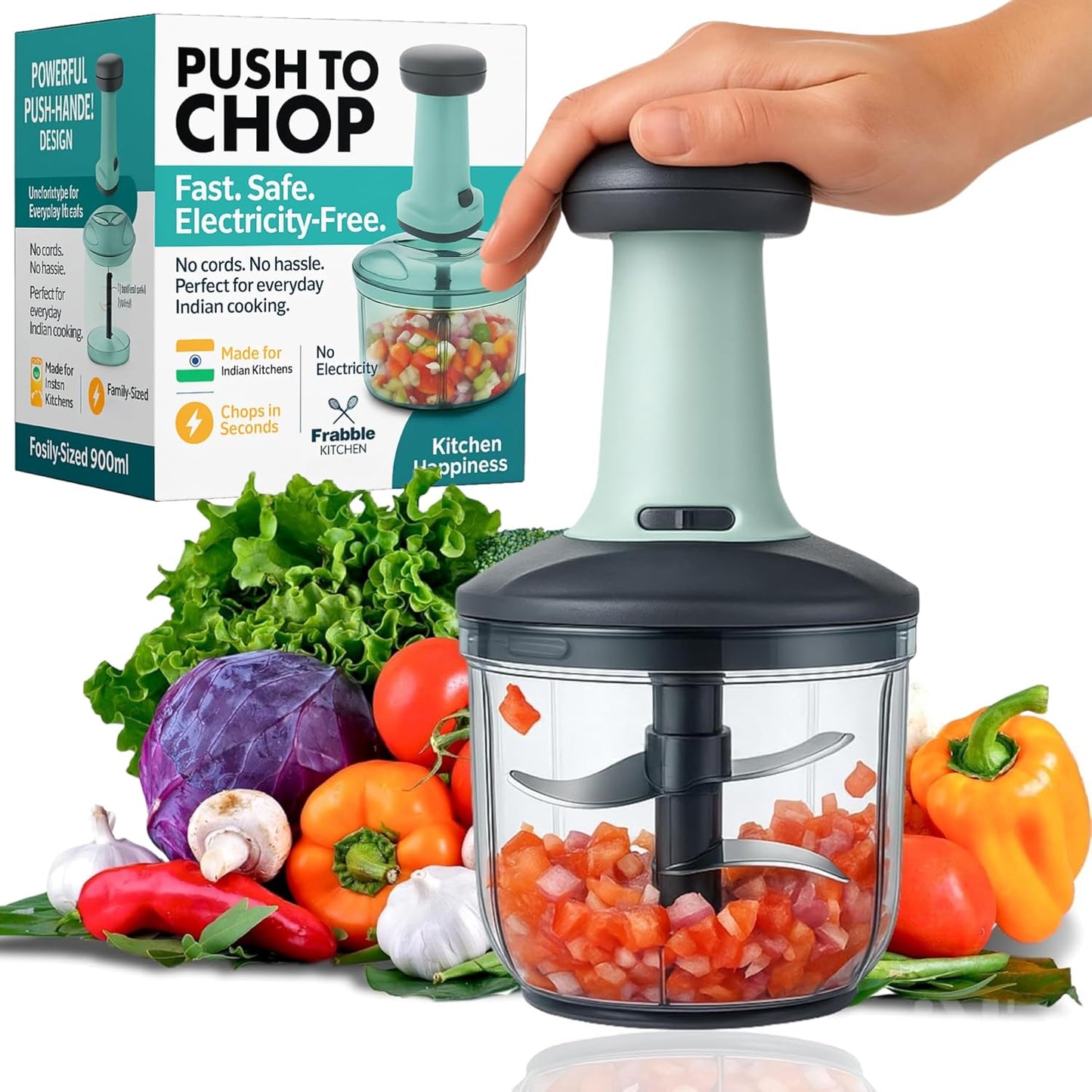 🥗 Push & Chop Manual Vegetable Chopper