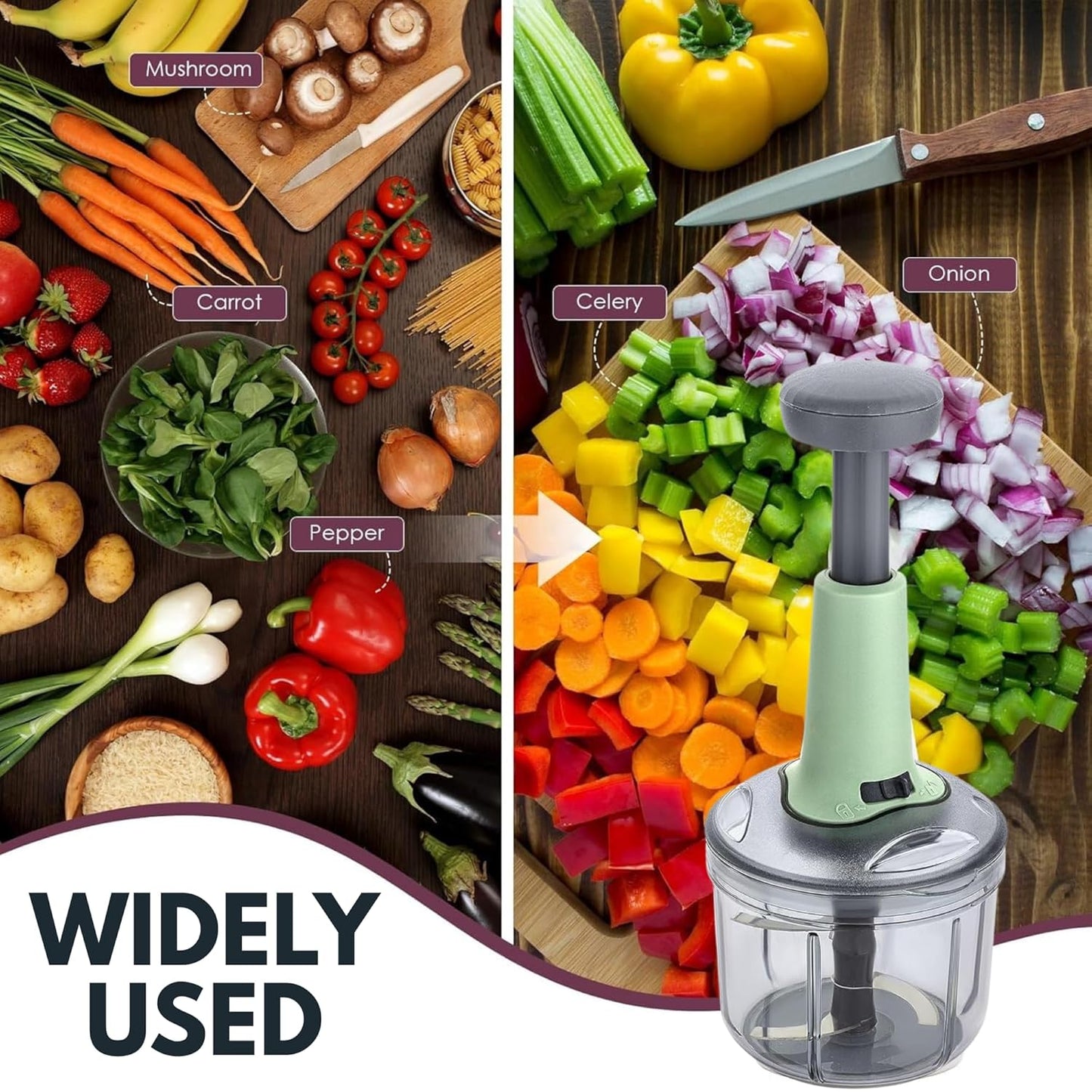 🥗 Push & Chop Manual Vegetable Chopper
