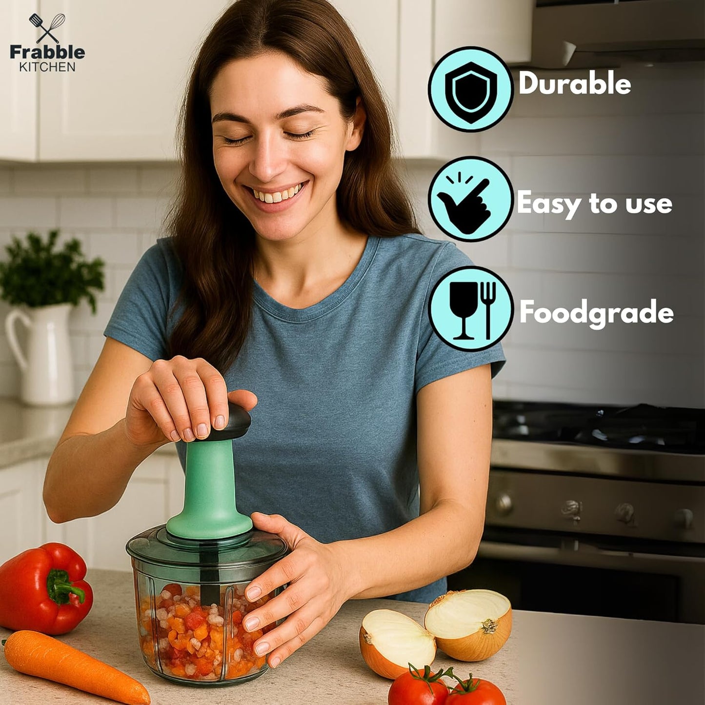 🥗 Push & Chop Manual Vegetable Chopper