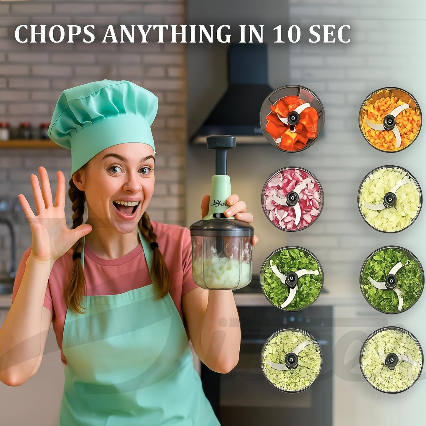🥗 Push & Chop Manual Vegetable Chopper