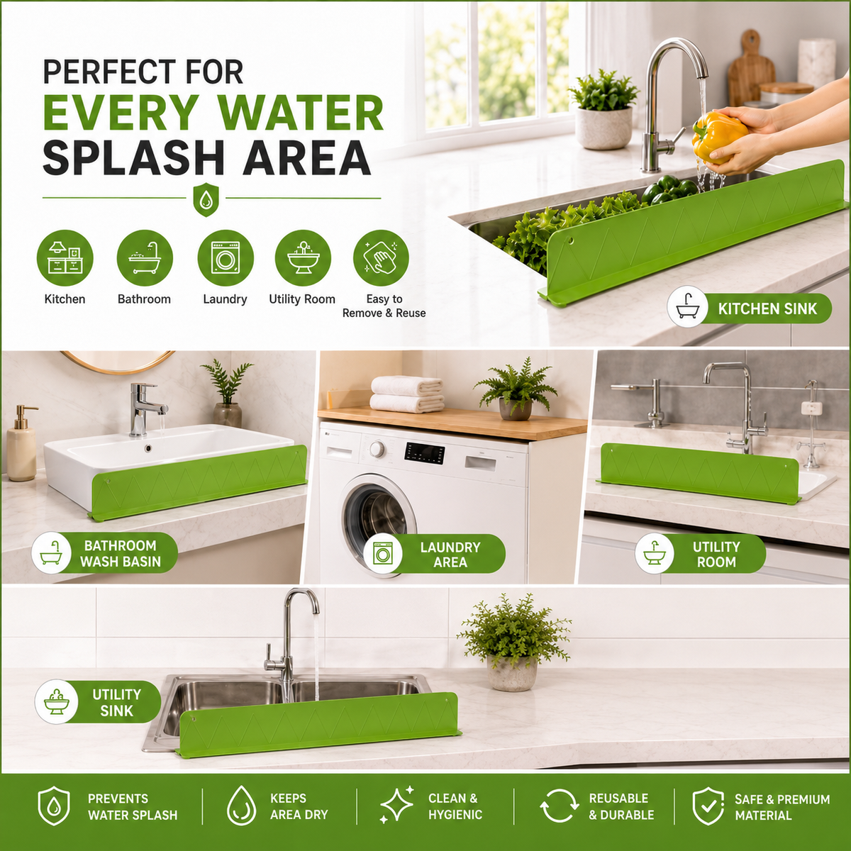 Splash Guard for Kitchen Sink & Countertop