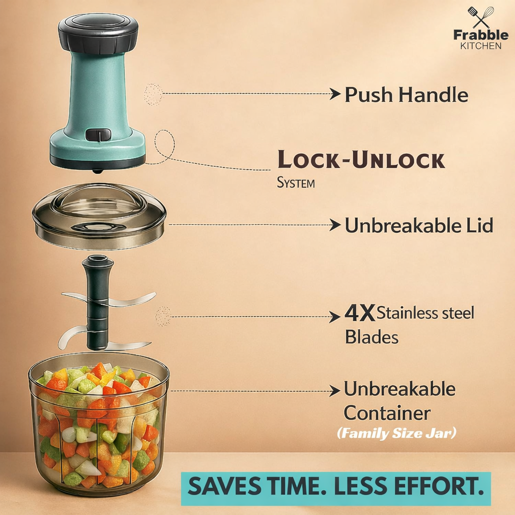 🥗 Push & Chop Manual Vegetable Chopper