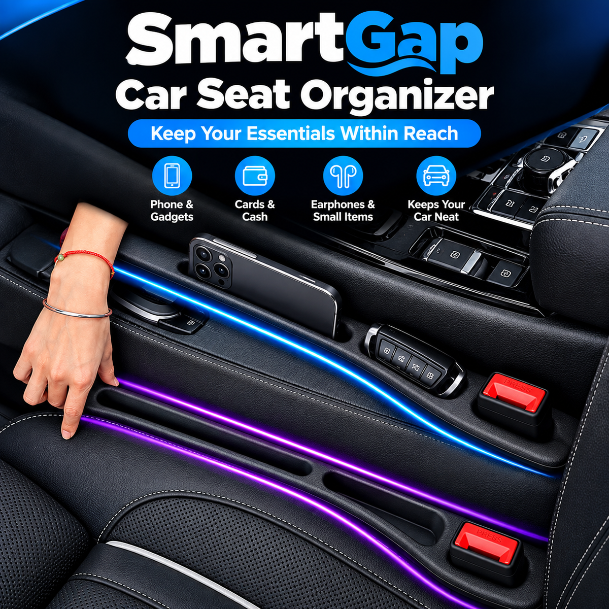 SmartGap Car Seat Organizer – Pack of 2